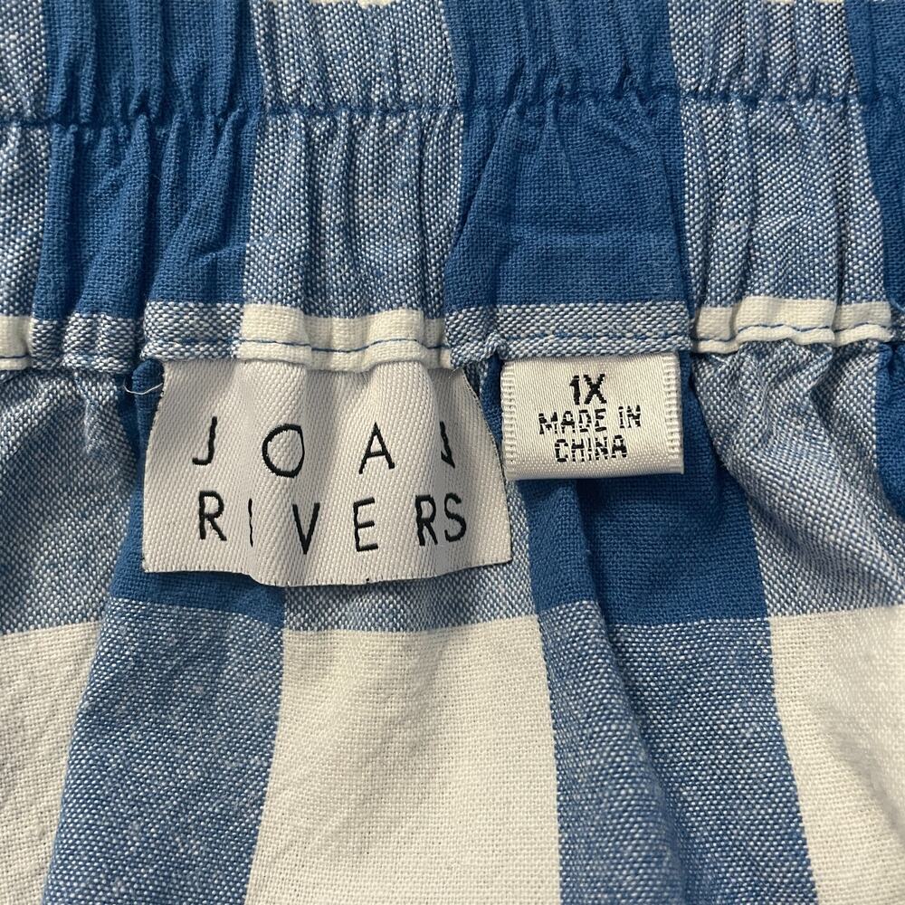 Midi Skirt Plus Size 1X Blue White Gingham Plaid Cotton Picnic Summer Preppy - Picture 7 of 11